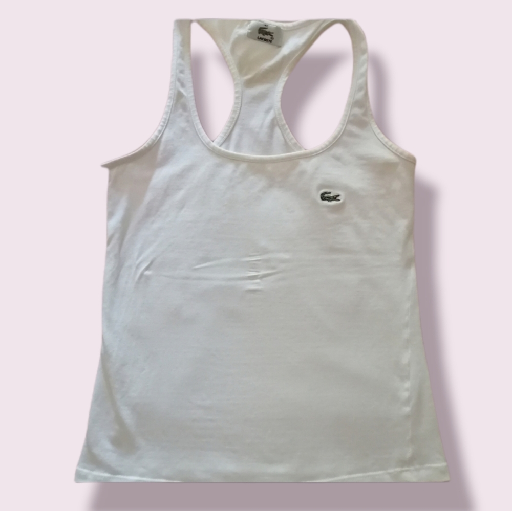 Lacoste white Tank Top Racer back Style sz… - Picture 2 of 11